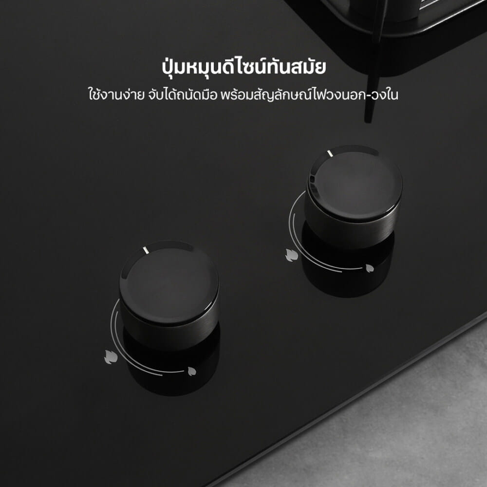 เตาแก๊สฝัง 2 หัว แบบฝัง ฐานกระจก EVE HB73-B789G/BG PLUS73 ซม. สีดำ_6